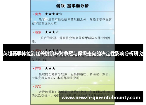 英超赛季体能消耗关键阶段对争冠与保级走向的决定性影响分析研究